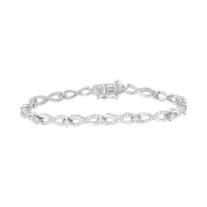 .925 Sterling Silver 1.0 Cttw Prong Set Diamond Infinity Link Bracelet (I-J